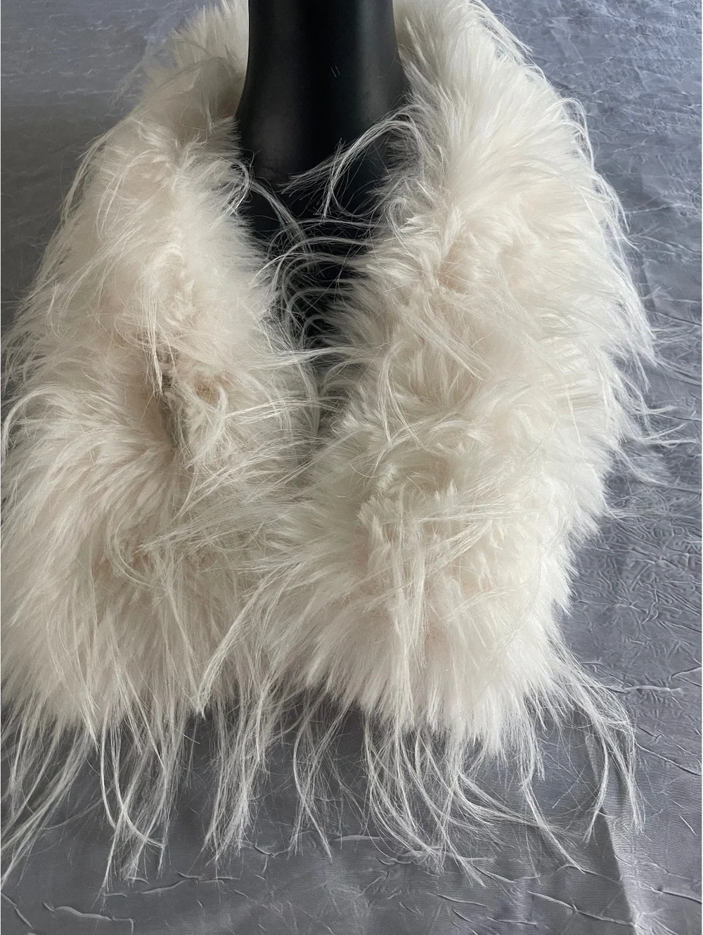 White Faux Feather Scarf